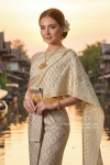 ชุดไทยจักรี สีครีมทอง (TCK 014)