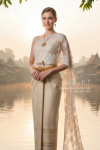 ชุดไทยจักรี สีครีม (TCK 024)