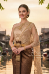 ชุดไทยจักรี สีน้ำตาลทอง (TCK 025)