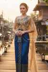 ชุดไทยจักรี สีฟ้าน้ำทะเล (TCK 029)