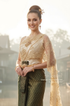ชุดไทยจักรี สีทองเขียว (TCK 018)