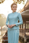 ชุดไทยจิตรลดา สีเขียวอมฟ้า (TC 016)