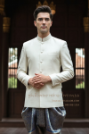 ชุดเสื้อพระราชทาน-โจงกระเบน สีงาช้างน้ำเงิน (PTJ 001)