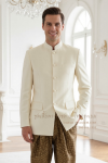 ชุดเสื้อพระราชทาน-โจงกระเบน สีครีมแดงเลือดหมู (PTJ 003)