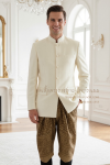 ชุดเสื้อพระราชทาน-โจงกระเบน สีครีมแดงเลือดหมู (PTJ 003)