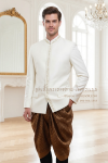 ชุดเสื้อพระราชทานปัก-โจงกระเบน สีครีมแดงเลือดนก (PTJ 004)