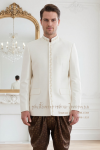 ชุดเสื้อพระราชทานปัก-โจงกระเบน สีงาช้างแดงเลือดนก (PTJ 006)