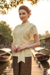 ชุดไทยประยุกต์ สีทองน้ำตาล  (TP 023)