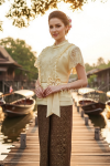 ชุดไทยประยุกต์ สีทองน้ำตาล  (TP 023)