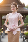 ชุดไทยประยุกต์ สีชมพูพีช (TP 030)
