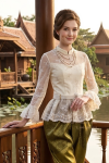 ชุดไทยรัชกาลที่ 5 สีงาช้างเขียว (TRF 016)