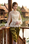 ชุดไทยรัชกาลที่ 5 สีงาช้างเขียว (TRF 016)