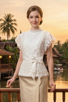ชุดไทยรัชกาลที่ 7 สีงาช้างทอง (TRS 005)