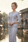 ชุดไทยเรือนต้น สีเทาอ่อน (TR 008)