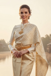 ชุดไทยศิวาลัย สีครีมทอง (TS 006)