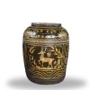 70 cm high Shanghai-style ceramic jar with lucky deer on every side.