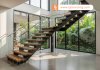 โครงบันไดเหล็กทันสมัยพร้อมราวกันตกกระจก โครงบันไดเหล็กทันสมัยพร้อมราวกันตกกระจก