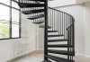 บันไดเวียนโครงเหล็กสีดำล้วน ดีไซน์อินดัสเทรียล
