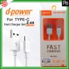 d-power USB Cable U-26 TYPE-C Fast Charge สายชาร์จ สายชาร์จเร็ว สายข้อมูล 3A เหมาะสำหรับการถ่ายโอนข้อมูล ความยาว1เมตร ของแท้ รับประกัน1ปี