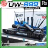 NPE UW-999 ชุดไมโครโฟนไร้สายถือคู่ คลื่นความถี่ UHF ปรับจูนคลื่นได้หากมีสัญญาณรบกวน มาพร้อมกล่องเก็บอย่างดี
