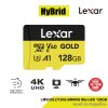Lexar Gold MicroSD Card 128GB UHS-II U3 V60 Full-HD 3D 4K RW280/100MB/s (LMSGOLD128G-BNNNG) ประกันศุนย์ไทย 10 ปี