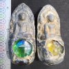 พระลือโขงสองหน้าเนื้อชิน บนเม็ดพระธาตุ กรุดอยไซ