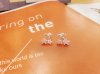 ต่างหูแฟชั่นแบบแป้นดีไซน์ผลเชอร์รี่คริสตัลสีชมพู ตัวเรือนสีเงิน (Pink Crystal Cherry Stud Earrings)