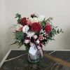 Red and white flower vase