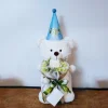 Bear 44 cm. & artificial flower bouquet