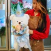Bear 44 cm. & artificial flower bouquet