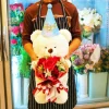 Bear 44 cm. & artificial flower bouquet