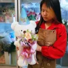 Bear 44 cm. & artificial flower bouquet