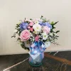 Blue and pink flower vase