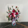 Red and pink flower vase