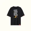 Black love rain loves tender heart bear Tee