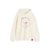 Beige vivid embroidered care bears Hoodie