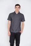 Jeff Grey Denim Zipper Shortsleeves Chef Jacket