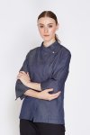 Jane Denim Women Chef Jacket with Press Buttons