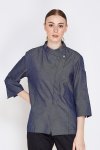 Jane Denim Women Chef Jacket with Press Buttons