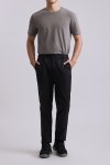 Black Elastic Waist Slim Fit Trousers