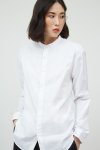 Women's white longsleeves oxford stand collar shirt