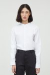 Women's white longsleeves oxford stand collar shirt