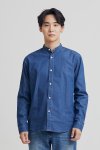Men's denim stand collar oxford shirt