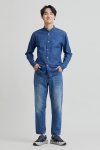 Men's denim stand collar oxford shirt