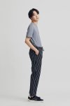 Black Stripe Elastic Waist Chef Trousers