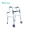 Walker walking aid model 613B has 2 front wheels and 2 levels of handles.