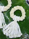 พวงมาลัยเกลียวมะลิ รัดข้อมาลัยแบบอุบะพุ่มยาวสีขาว
