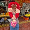 พวงมาลัยกุหลาบรัดข้อมาลัยแบน3ตำแหน่งอุบะกุหลาบสีสมพู