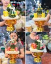 พานธูปเทียนแพรล้อมดอกพุดสี(ลูกค้าเลือกสีได้8สี)
