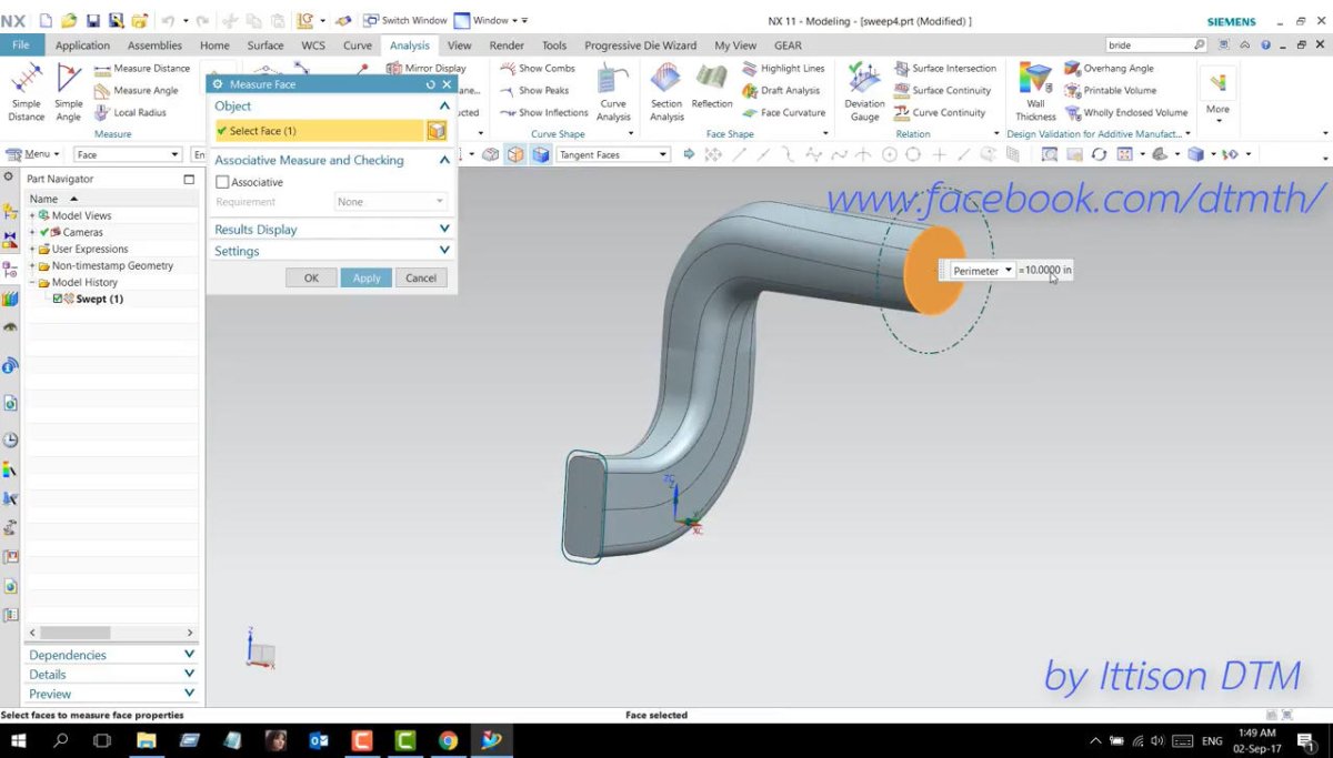 How to control the Crosssectional area & perimeter with the Swept Feature in NX11.0 dtmthailand